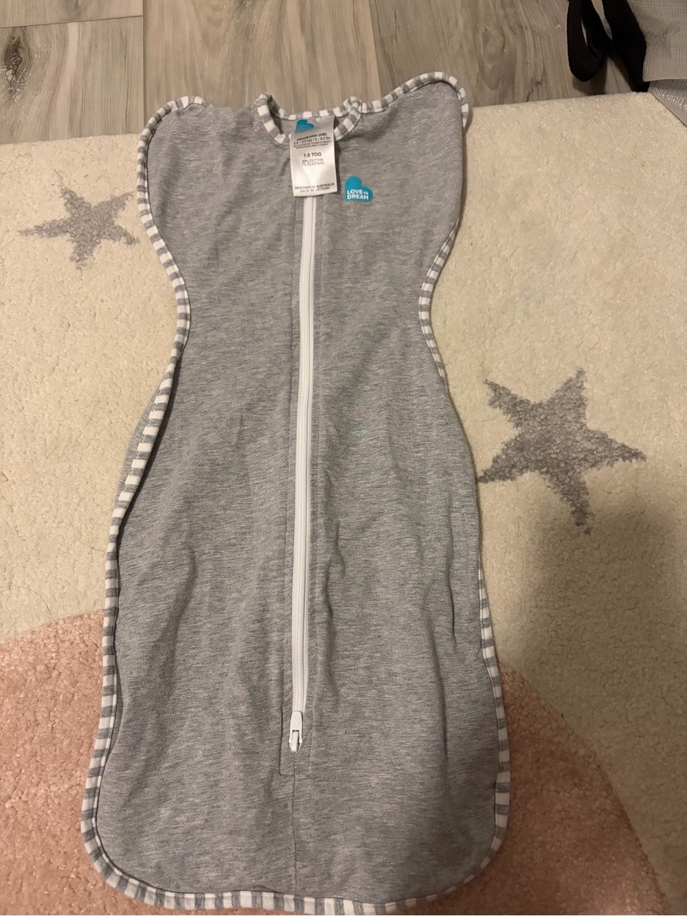 Love to Dream Grey Striped-Edge Swaddle Sleep Sack